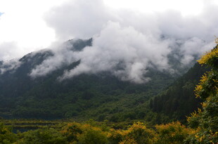 云雾缭绕的山间美景