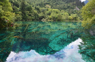 梦幻清澈的翠绿湖水