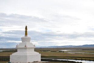 草原上的白色佛塔