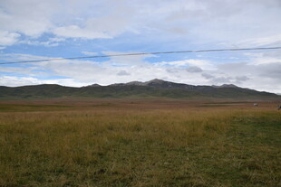 广袤草原与远处山峦风景