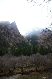 云雾缭绕的山间景色