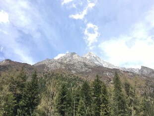 山林间的巍峨雪山