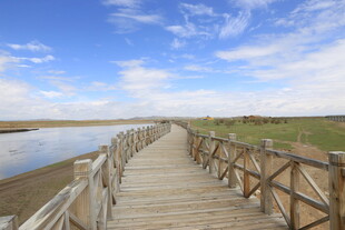 湖畔木栈道 自然风光美