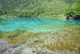 梦幻蓝绿色清澈美丽湖泊