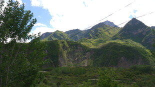 山间绿意盎然的秀丽景致