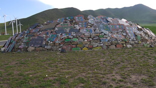 彩色涂鸦圆顶建筑景观