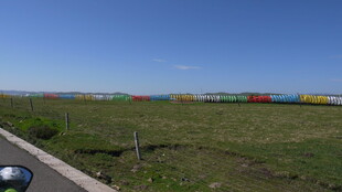 草原上的多彩火车景观