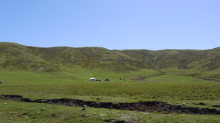 草原风光 远处小屋