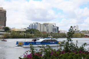 河畔游船与城市建筑景观