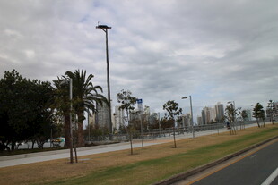 城市道路旁的开阔风景