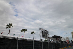 户外场景下的围栏与棕榈树