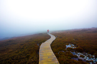 雾中栈道 孤独的前行之路
