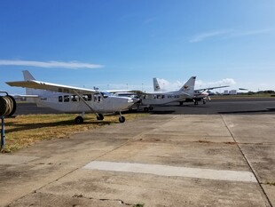 停机坪上的多架小型飞机