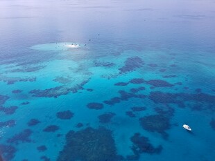 俯瞰蔚蓝海洋中的珊瑚礁