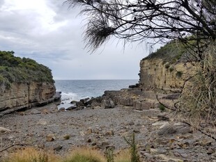 海岸边的岩石与开阔海景