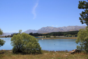 湖畔风光 远山绿树相映
