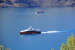 湖上行驶的船只