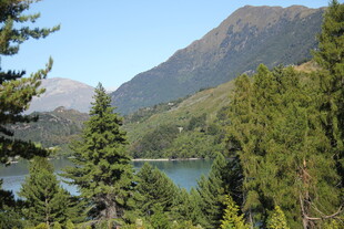 山林间的静谧湖泊风光