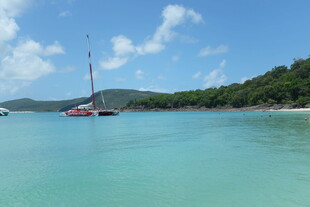 碧海帆船伴青山美景