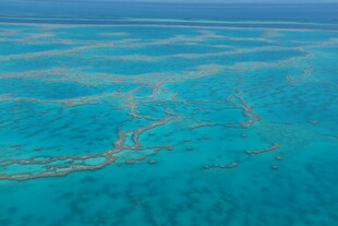 俯瞰美丽的蓝色珊瑚礁海域