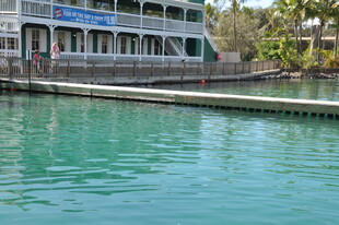 河畔停泊的复古双层游船