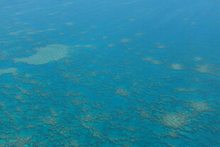 俯瞰碧蓝海水与珊瑚礁