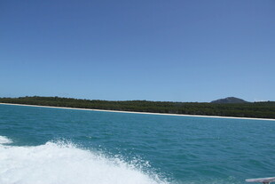 海上快艇激起白色浪花