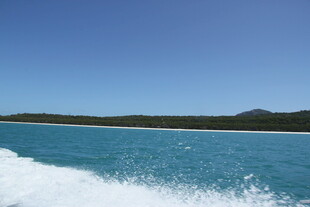 海上飞驰激起白色浪花