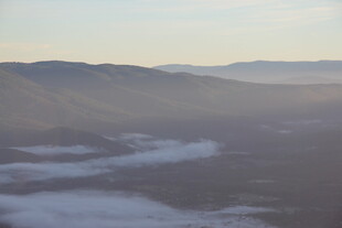山间晨雾缭绕的壮美景色