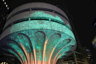 夜晚璀璨灯光下的独特建筑