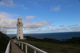 海岸边的白色灯塔景观