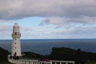 海岸边的白色灯塔景观
