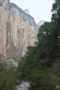 峡谷山间溪流与葱郁植被