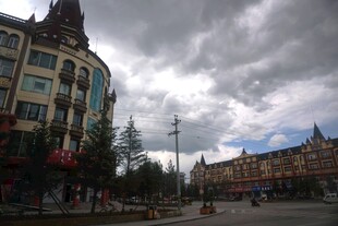 欧式街道阴天景象