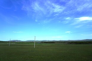 广阔草原上的蓝天白云