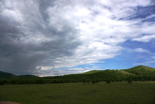 草原上的多云天空景观