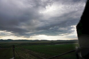 乌云笼罩下的广袤田野