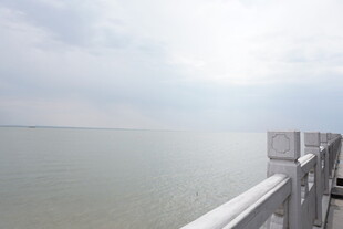 海边护栏处的开阔海景