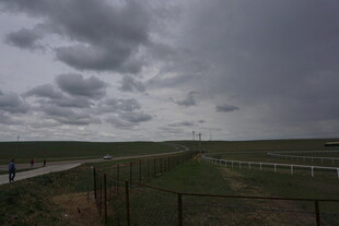 乌云笼罩下的开阔田野