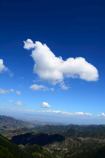 蓝天山峦间的白云美景