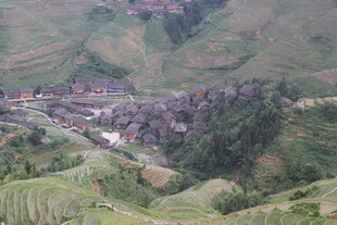 山间村落隐于梯田之中
