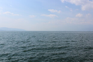 广阔海面与蓝天白云景象