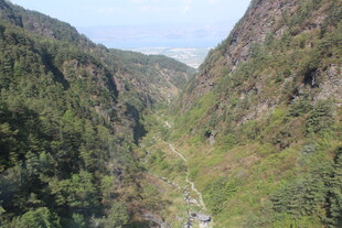 山间峡谷绿意盎然景观