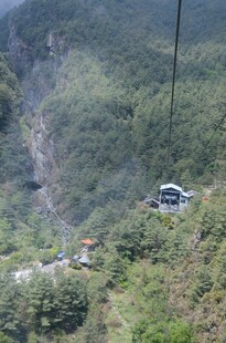 山间索道穿梭于葱郁山林