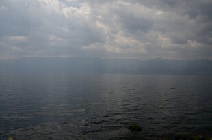 阴天下的广阔平静水面