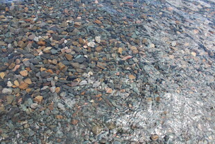 清澈水底的多彩碎石