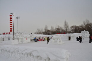 雪地中的欢乐游玩场景