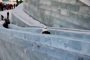 冰滑梯上的欢乐瞬间