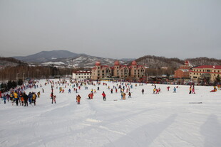雪地人群热闹场景