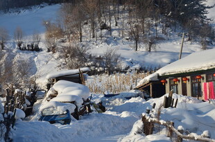 雪覆山村景